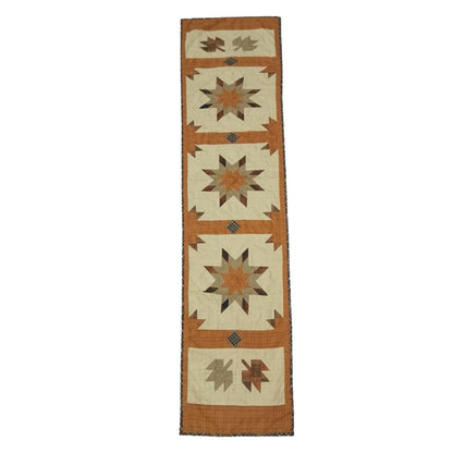 Table Runner Autumn star leaves Patchwork runner Hand Quilted on plaid fabric without batting 16x75 inch by HOME HEART Brands(Made India)