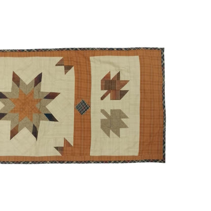 Table Runner Autumn star leaves Patchwork runner Hand Quilted on plaid fabric without batting 16x75 inch by HOME HEART Brands(Made India)