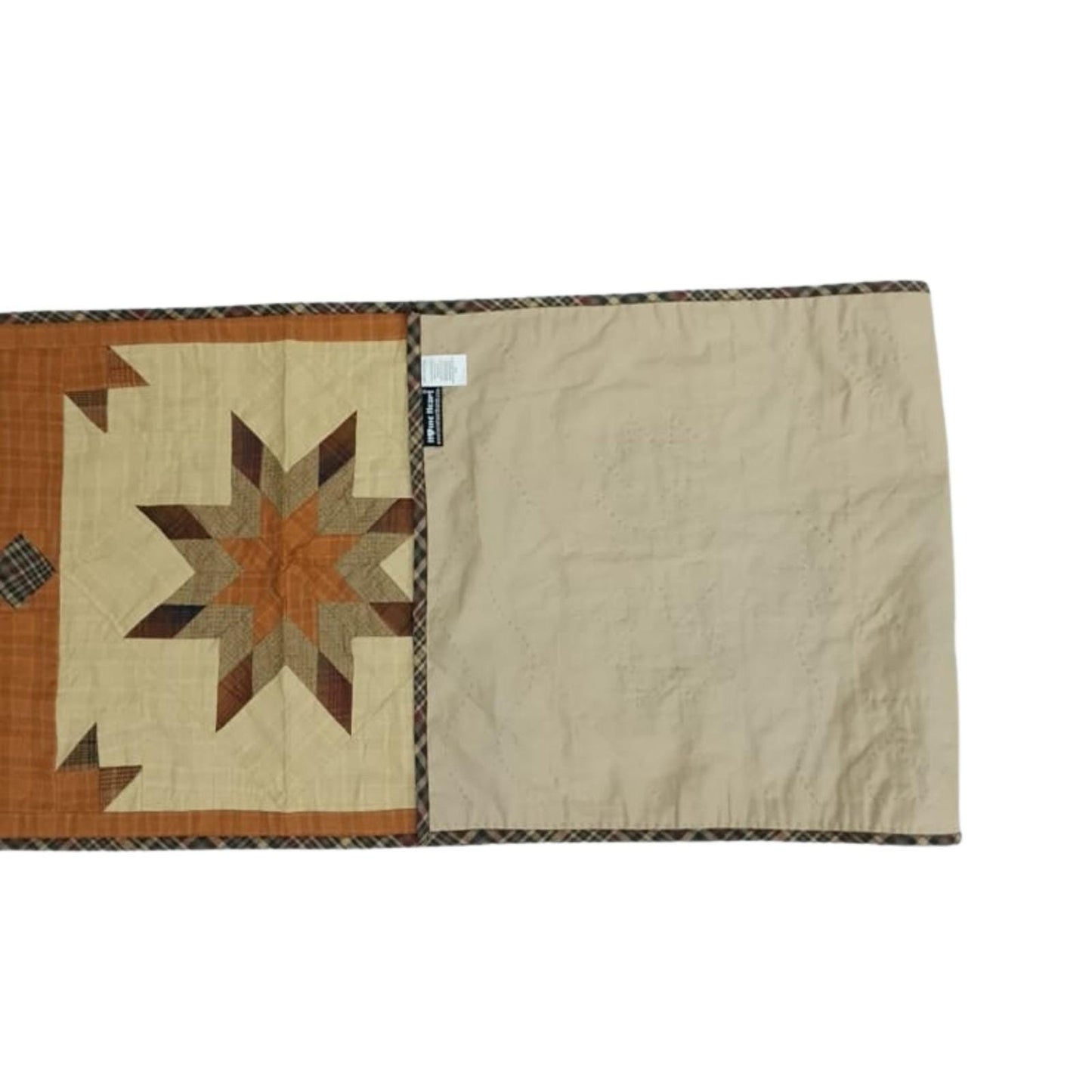 Table Runner Autumn star leaves Patchwork runner Hand Quilted on plaid fabric without batting 16x75 inch by HOME HEART Brands(Made India)