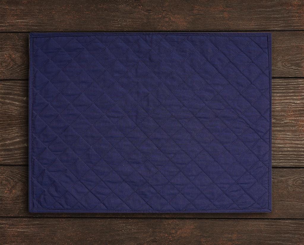 Quilted placemat table mat Navy blue 100% cotton chambray 14"X19" by HOME HEART Brands (made in INDIA)
