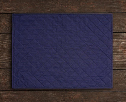 Quilted placemat table mat Navy blue 100% cotton chambray 14"X19" by HOME HEART Brands (made in INDIA)