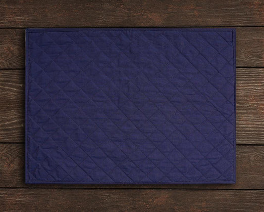 Quilted placemat table mat Navy blue 100% cotton chambray 14"X19" by HOME HEART Brands (made in INDIA)