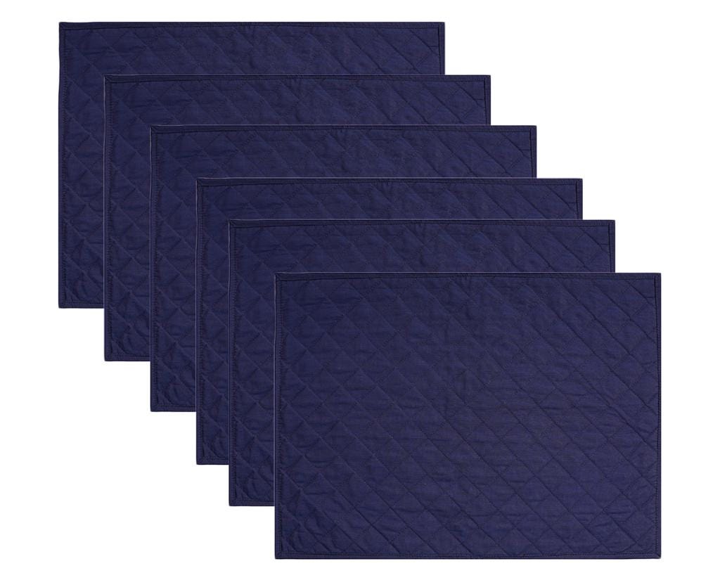 Quilted placemat table mat Navy blue 100% cotton chambray 14"X19" by HOME HEART Brands (made in INDIA)
