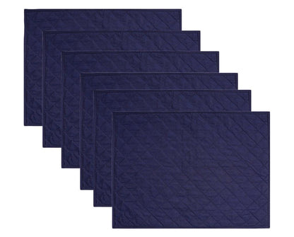 Quilted placemat table mat Navy blue 100% cotton chambray 14"X19" by HOME HEART Brands (made in INDIA)