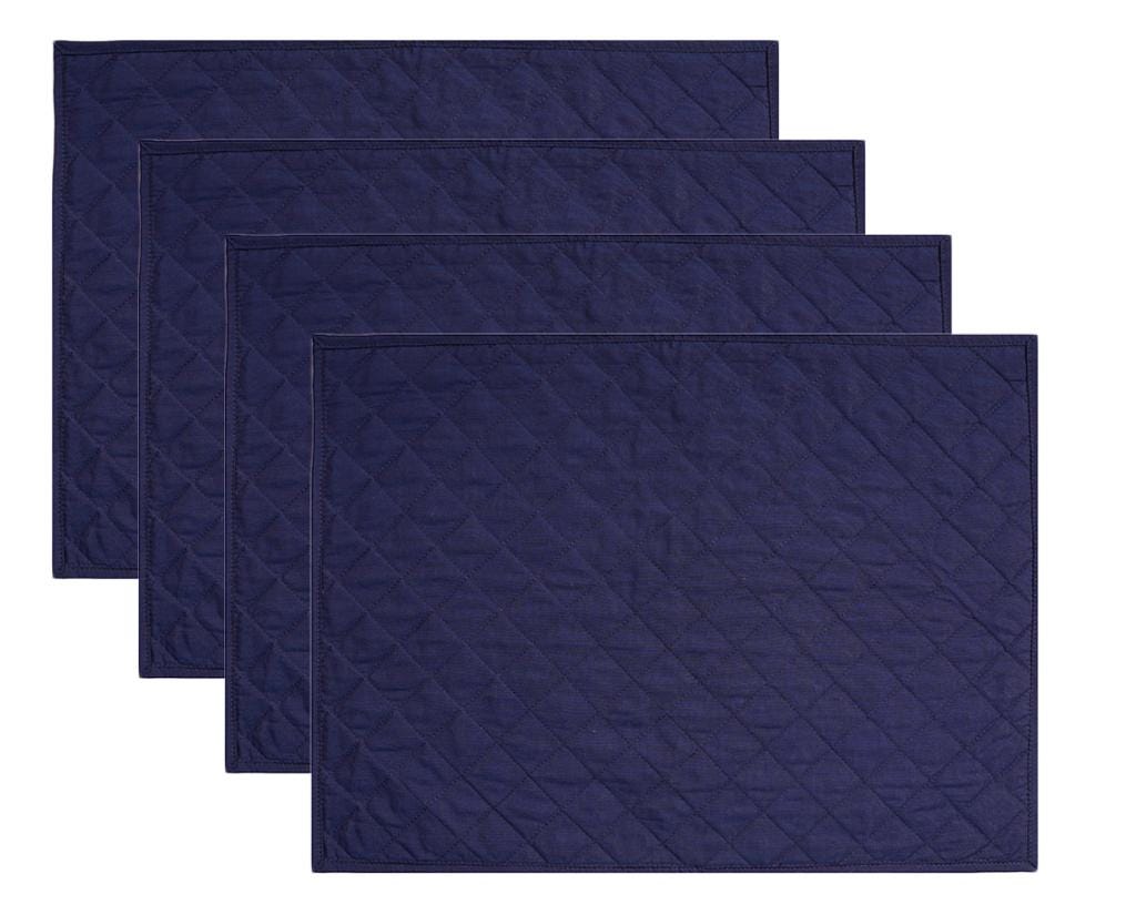 Quilted placemat table mat Navy blue 100% cotton chambray 14"X19" by HOME HEART Brands (made in INDIA)