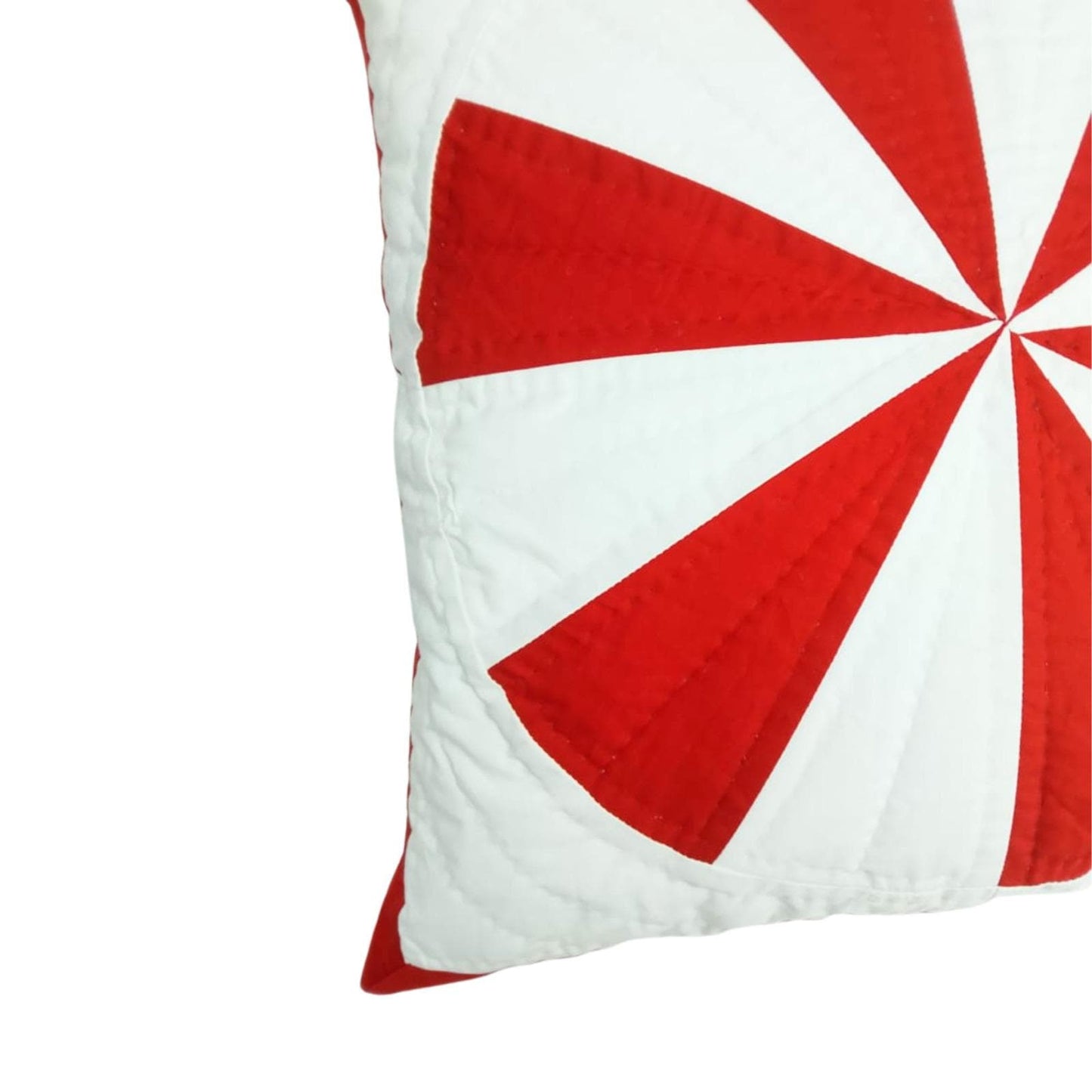 Hand made hand quilted patchwork pillow cover, cushion cover, throw pillow calico red offwhite Pinwheel by HOME HEART Brands(made in India)