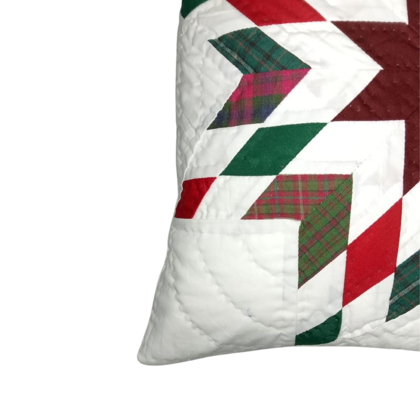 Hand made hand quilted patchwork pillow cover, cushion cover, throw pillow calico red Star garland by HOME HEART Brands(made in India)