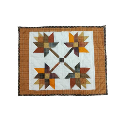 Hand made hand quilted crafted placemats, tablemats, table topper, patchwork Autumn leaves 14"X19" by HOME HEART Brands (Made in India)