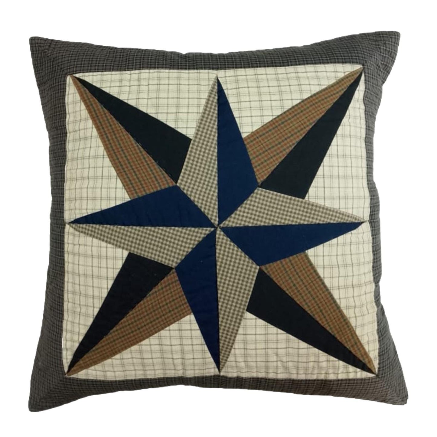 Pillow cover 16"x16" hand quilted cushion cover,decorative throw pillow star of star country plaid HOME HEART Brands(made in India)
