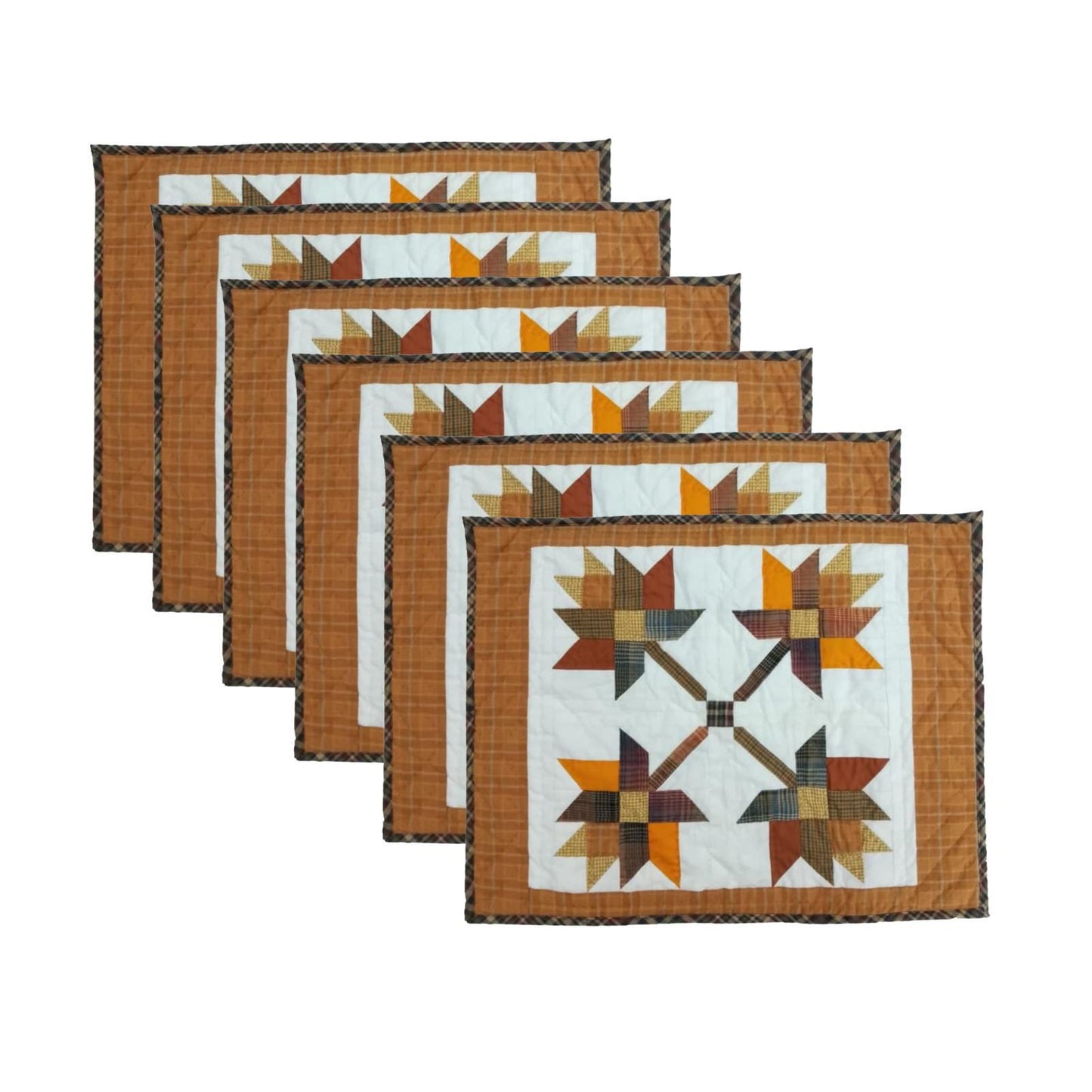 Hand made hand quilted crafted placemats, tablemats, table topper, patchwork Autumn leaves 14"X19" by HOME HEART Brands (Made in India)
