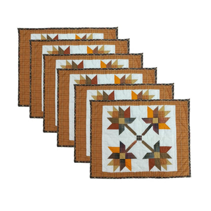Hand made hand quilted crafted placemats, tablemats, table topper, patchwork Autumn leaves 14"X19" by HOME HEART Brands (Made in India)