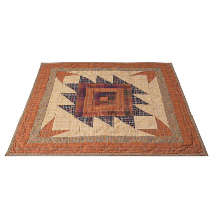 Hand made hand quilted quilt, table accent piece, Table topper 19"x19" inc Autumn log cabin fall quilt Heirloom Quality by HOME HEART Brands