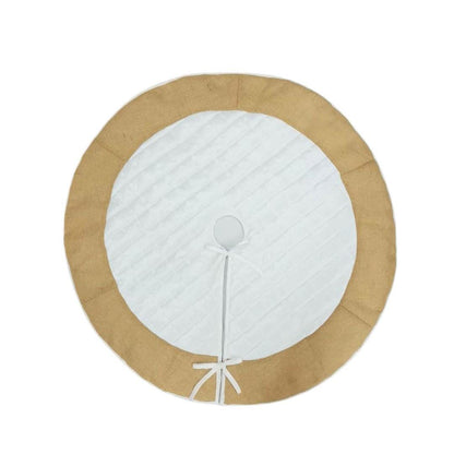 Christmas tree skirt quilted classic ivory dupioni silk with lurex jute border thick Double Layer by Home Heart Brands(Made in India)