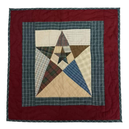 Hand made Hand quilted patchwork small block Quilt, Table Topper 19"x19" colonial star quilt by Home Heart brands (Made in India)