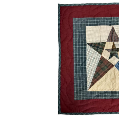 Hand made Hand quilted patchwork small block Quilt, Table Topper 19"x19" colonial star quilt by Home Heart brands (Made in India)