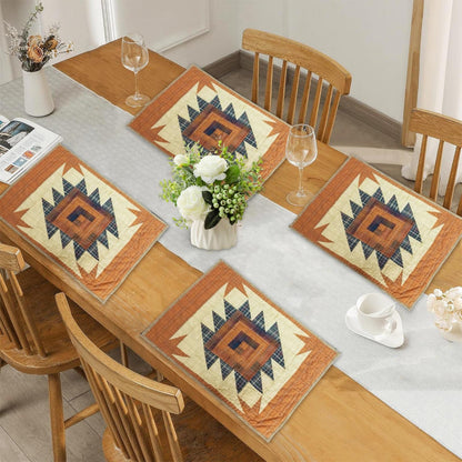 Hand made hand quilted craft placemat, tablemat, table topper, patchwork Autumn log cabin plaid 14"X19" by HOME HEART Brands (Made in India)