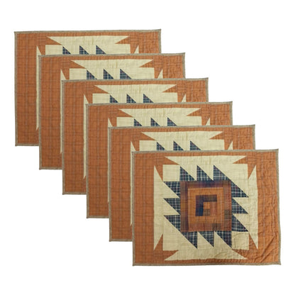 Hand made hand quilted craft placemat, tablemat, table topper, patchwork Autumn log cabin plaid 14"X19" by HOME HEART Brands (Made in India)