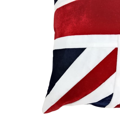 Velvet Union Jack pillow cover, cushion cover, three layered pillow not included red micro velvet fabric by HOME HEART Brands(made in India)