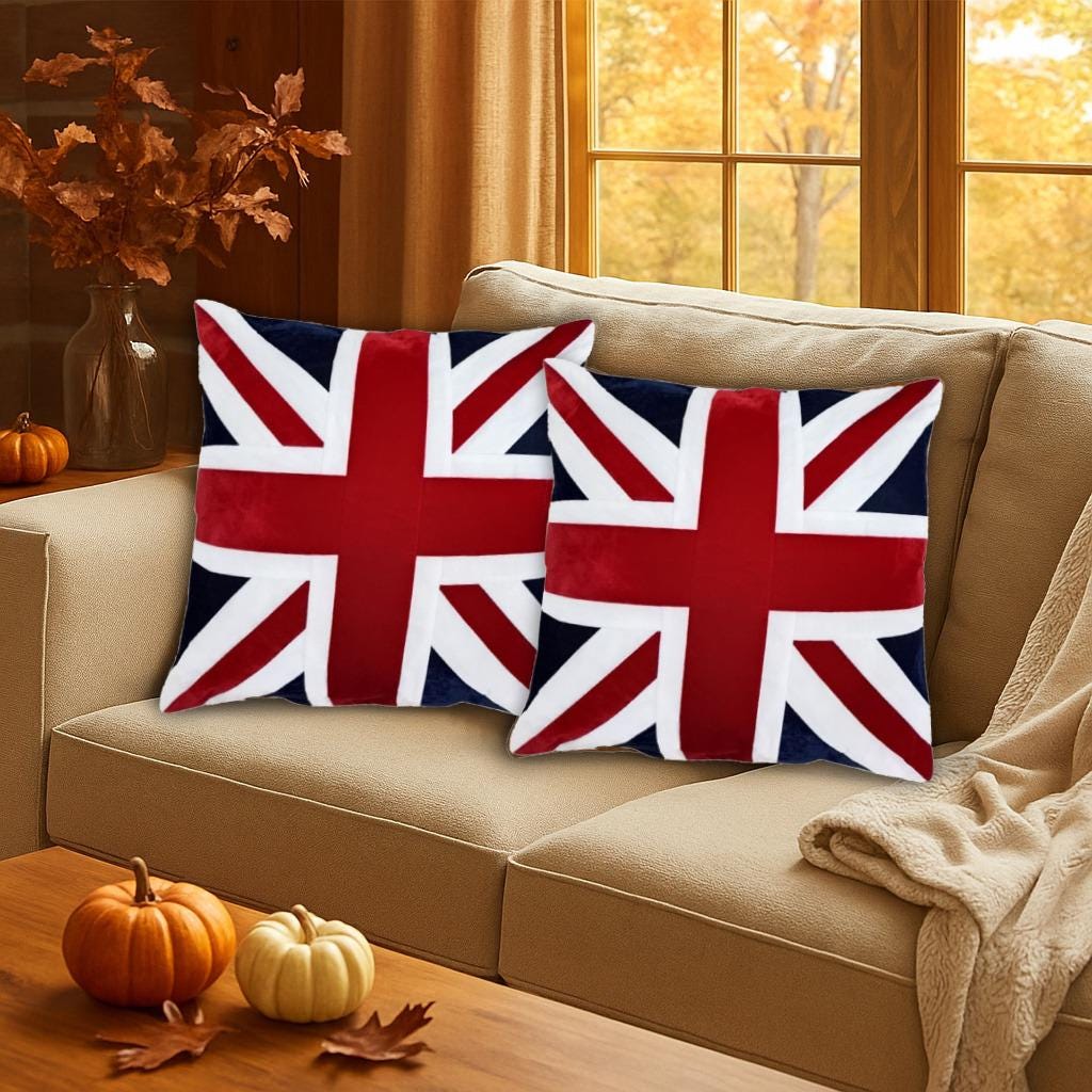 Velvet Union Jack pillow cover, cushion cover, three layered pillow not included red micro velvet fabric by HOME HEART Brands(made in India)