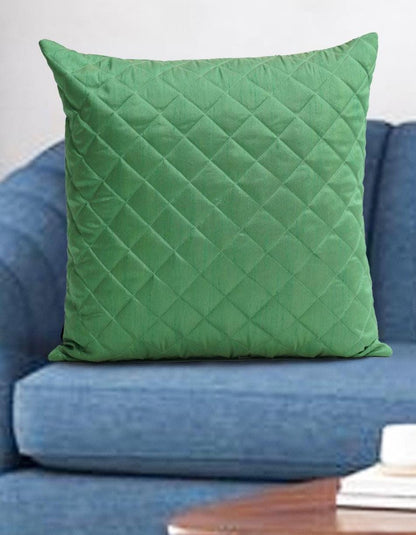 Dupioni Silk faux quilted green Cushion Covers Throw Pillow, Zipper Closure, Accent Pillow Decorative pillow by HOME HEART Brands.