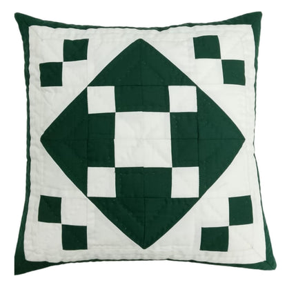 Hand made hand quilted patchwork pillow cover, cushion cover, throw pillow calico green diamond square by HOME HEART Brands(made in India)