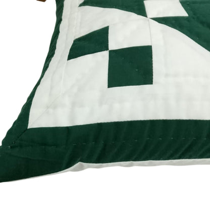Hand made hand quilted patchwork pillow cover, cushion cover, throw pillow calico green diamond square by HOME HEART Brands(made in India)