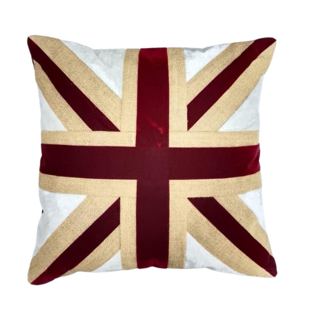 Velvet lurex jute Union Jack pillow cover, cushion cover  pillow not included micro velvet fabric by HOME HEART Brands(made in India)
