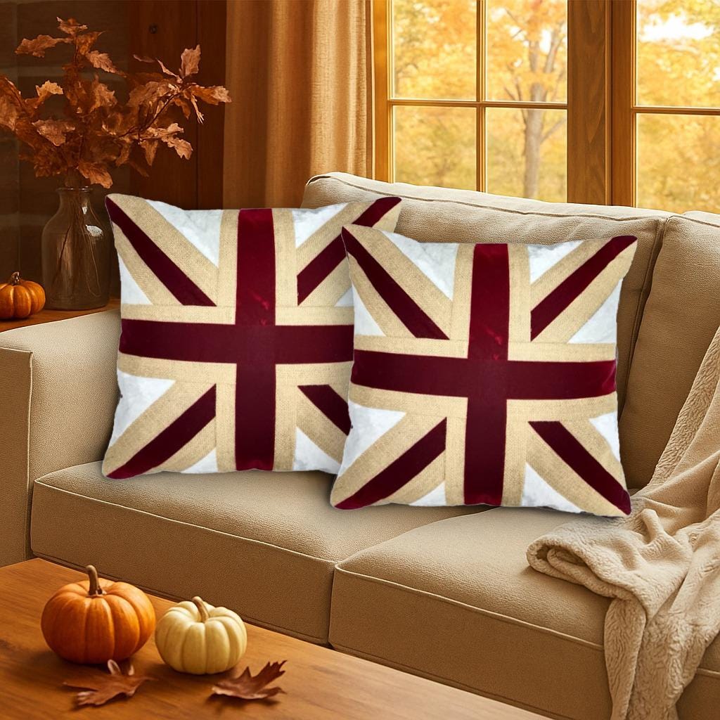 Velvet lurex jute Union Jack pillow cover, cushion cover  pillow not included micro velvet fabric by HOME HEART Brands(made in India)