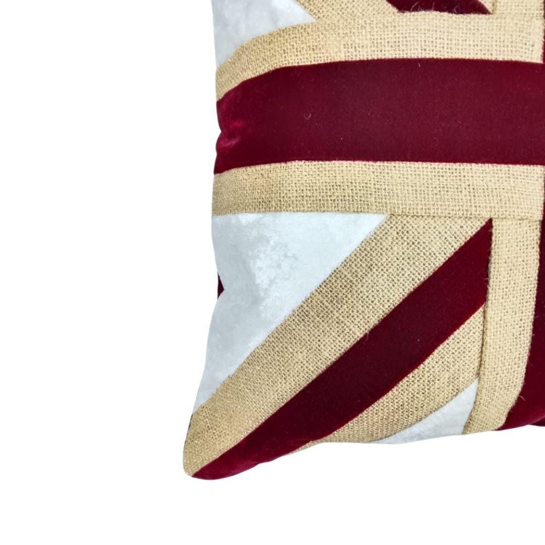 Velvet lurex jute Union Jack pillow cover, cushion cover  pillow not included micro velvet fabric by HOME HEART Brands(made in India)