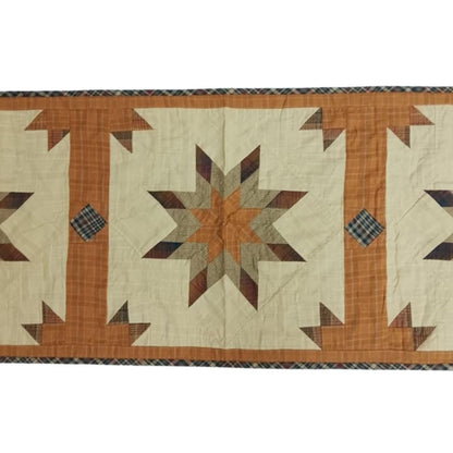 Table Runner Autumn star leaves Patchwork runner Hand Quilted on plaid fabric without batting 16x75 inch by HOME HEART Brands(Made India)