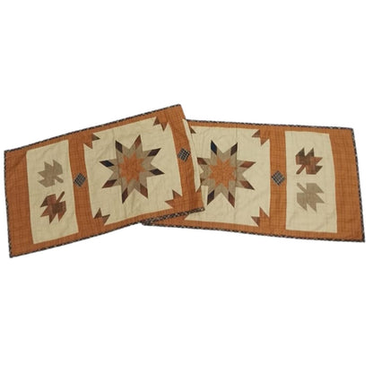 Table Runner Autumn star leaves Patchwork runner Hand Quilted on plaid fabric without batting 16x75 inch by HOME HEART Brands(Made India)