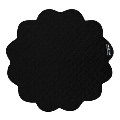 Dupioni Silk Black Reversible Quilted Scalloped round Placemat – 15 Inch placemat & Table toppers by HOME HEART Brands
