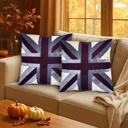 Velvet Union Jack pillow cover, cushion cover grey & purple micro velvet fabric (pillow not included) by HOME HEART Brands(made in India)