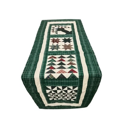 Table Runner Christmas Sampler 16"x74" Holiday Decor hand Quilted table runner plaid fabric by HOME HEART Brands(Made India)