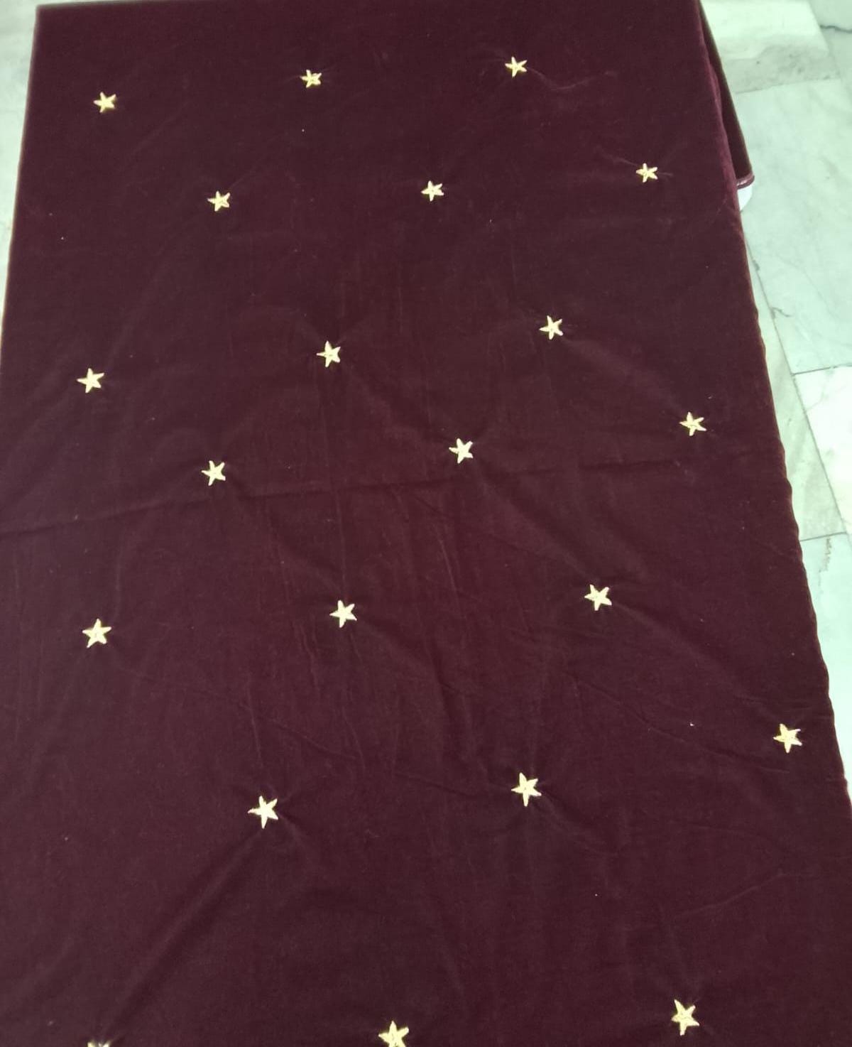 Fabric micro velvet crafted gold star embroidered soft fabric 42” wide choose your yard collection by HOME HEART Brands (Made in India)