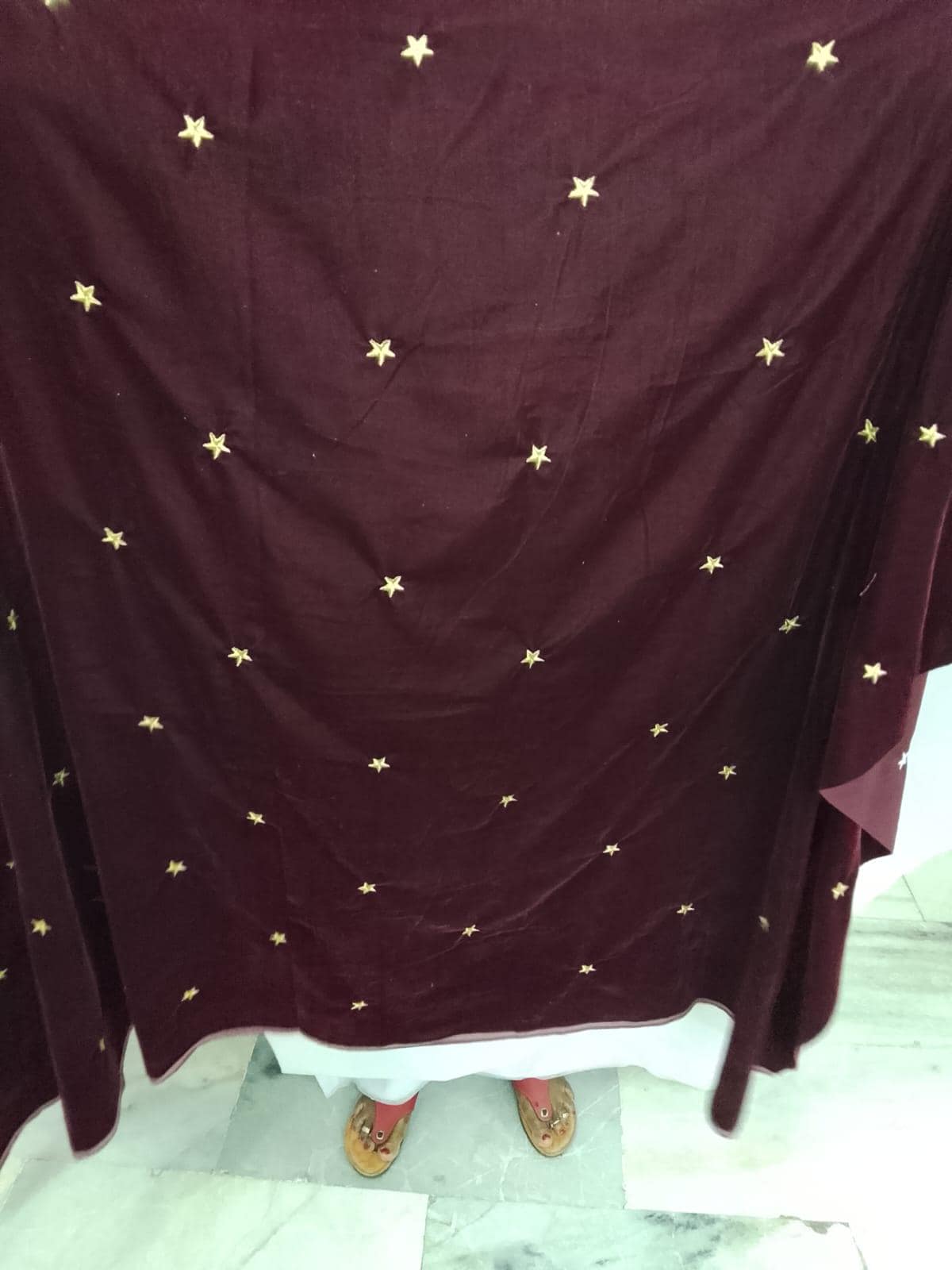 Fabric micro velvet crafted gold star embroidered soft fabric 42” wide choose your yard collection by HOME HEART Brands (Made in India)