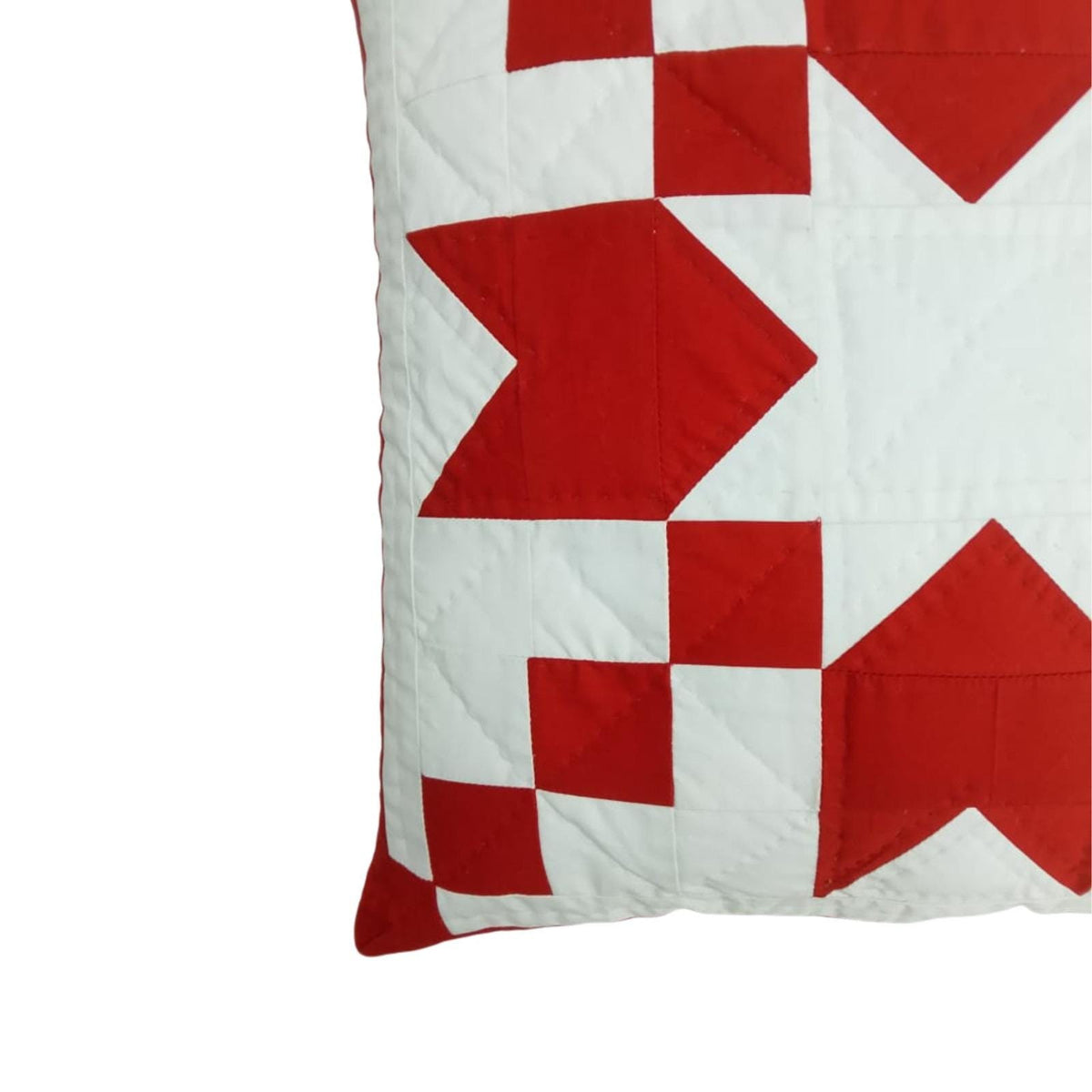 Hand made hand quilted patchwork pillow cover, cushion cover, throw pillow calico red rising star by HOME HEART Brands(made in India)