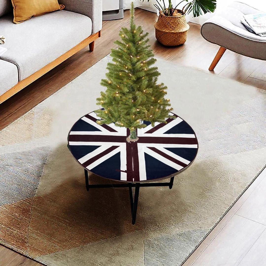 Christmas Tree Skirt Handcrafted patchwork Union Jack Micro Velvet  Tree Skirt Double Layer Heirloom by HOME HEART Brands(Made in India)
