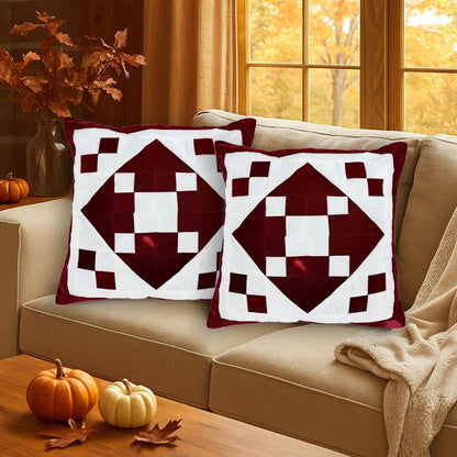 Velvet red diamond squarepatchwork pillow cover, cushion cover  pillow not included micro velvet fabric by HOME HEART Brands(made in India)