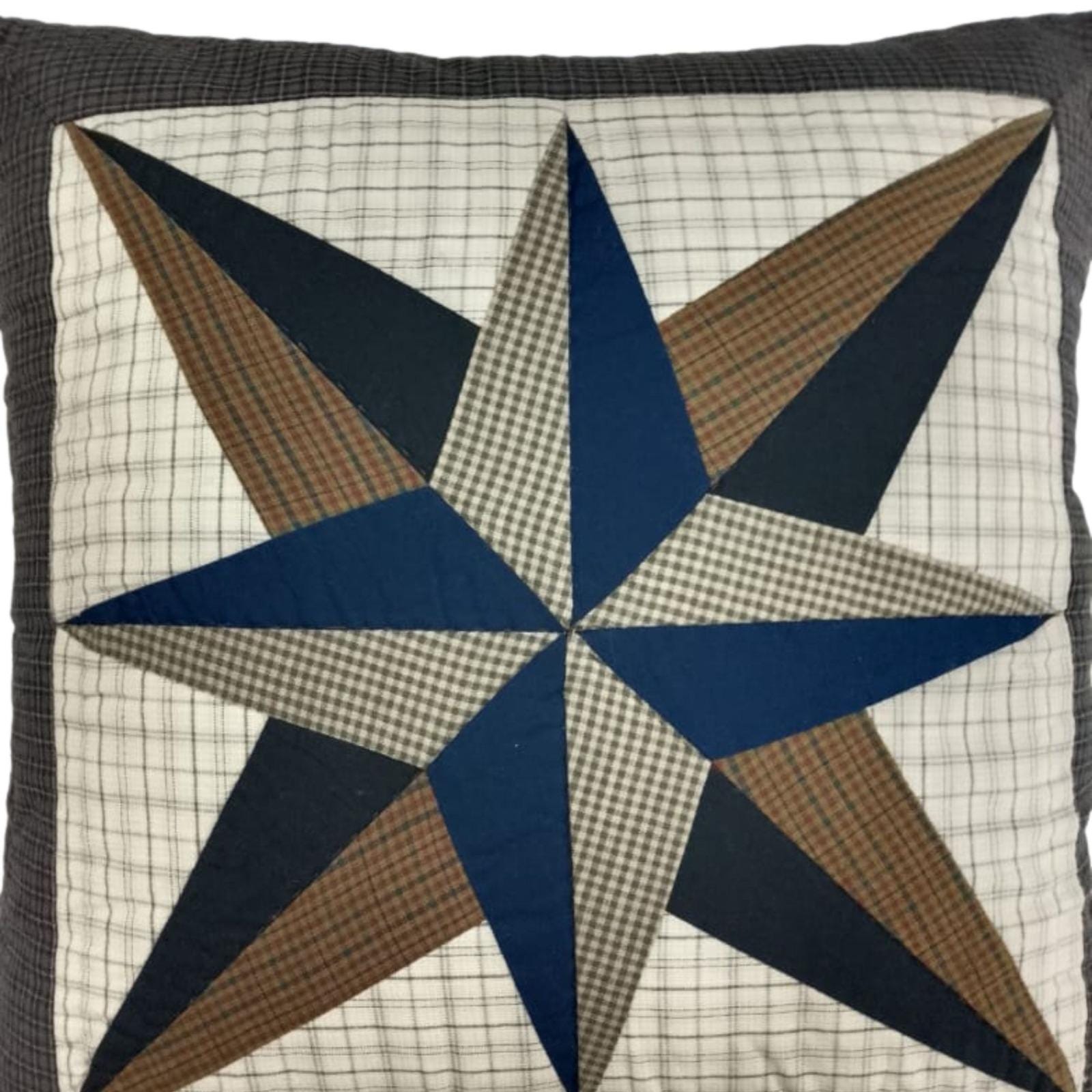 Pillow cover 16"x16" hand quilted cushion cover,decorative throw pillow star of star country plaid HOME HEART Brands(made in India)
