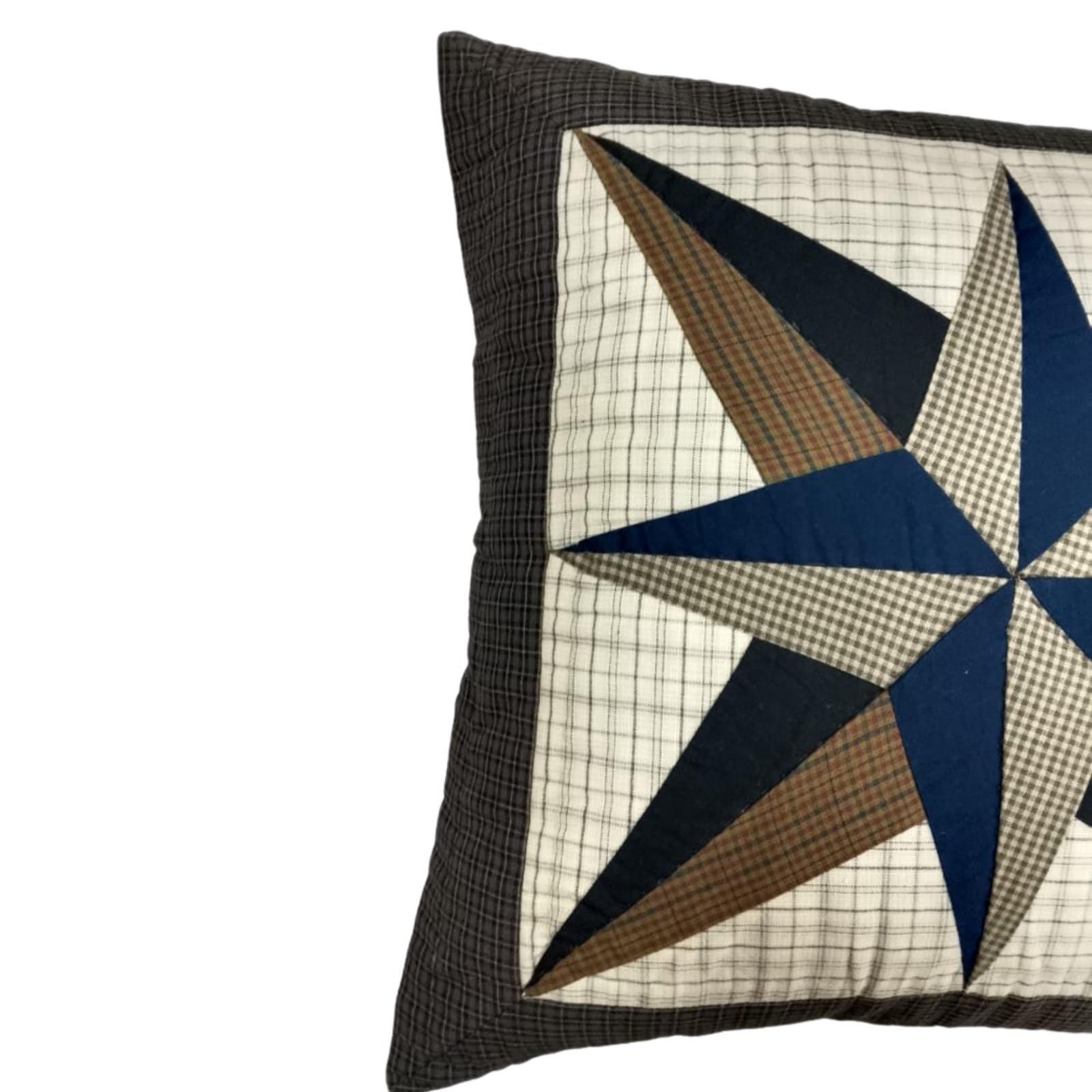 Pillow cover 16"x16" hand quilted cushion cover,decorative throw pillow star of star country plaid HOME HEART Brands(made in India)