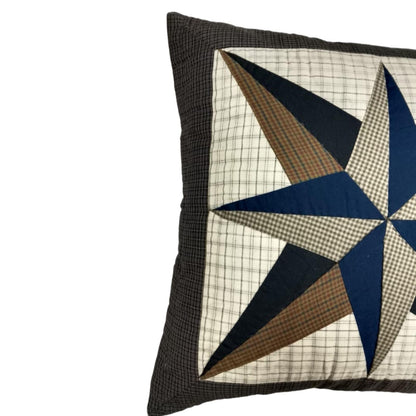 Pillow cover 16"x16" hand quilted cushion cover,decorative throw pillow star of star country plaid HOME HEART Brands(made in India)