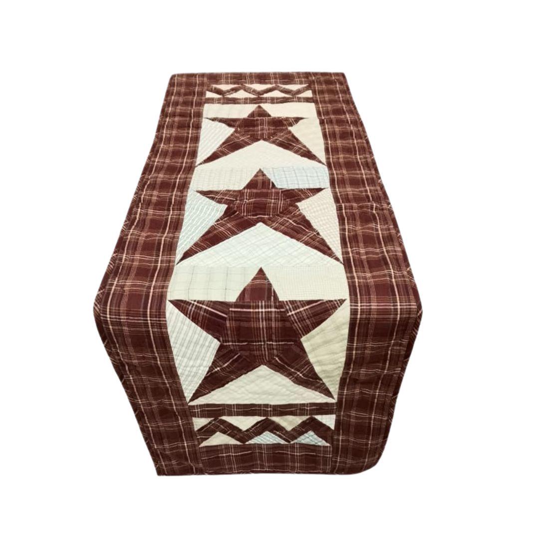 Table Runner Christmas colonial star 17"x52" Holiday Decor hand Quilted  table runner plaid fabric by HOME HEART Brands(Made India)