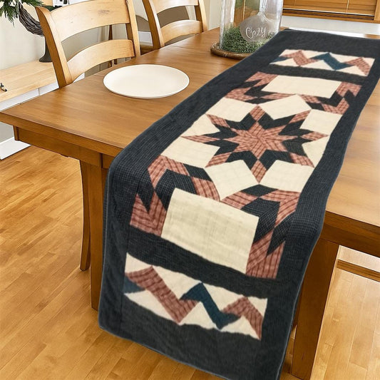 Table Runner Christmas  star galore 18"x52" Holiday Decor hand Quilted  table runner plaid fabric by HOME HEART Brands(Made India)
