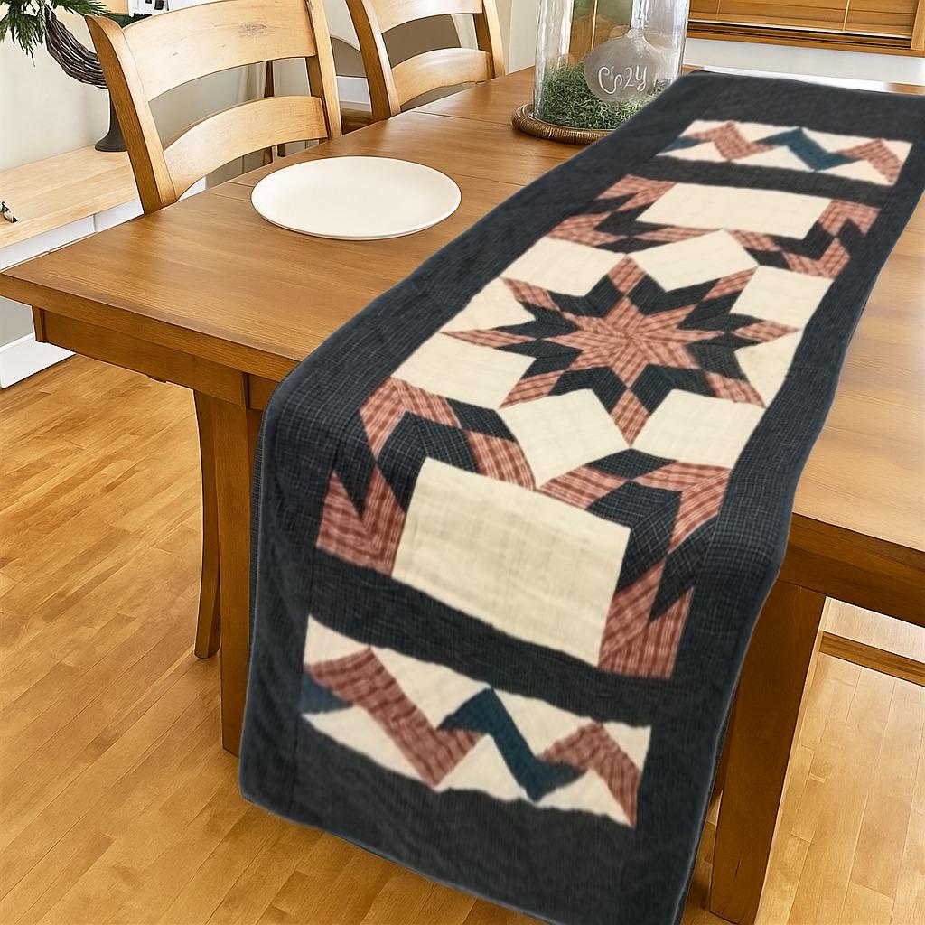 Table Runner Christmas star galore 18"x52" Holiday Decor hand Quilted table runner plaid fabric by HOME HEART Brands(Made India)