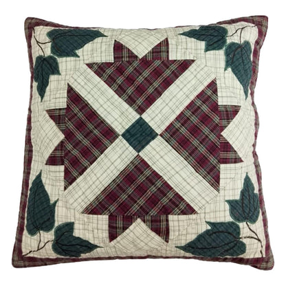 Pillow cover 16"x16" hand quilted cushion cover,decorative throw pillow Rustic Maple Leaf  country plaid HOME HEART Brands(made in India)