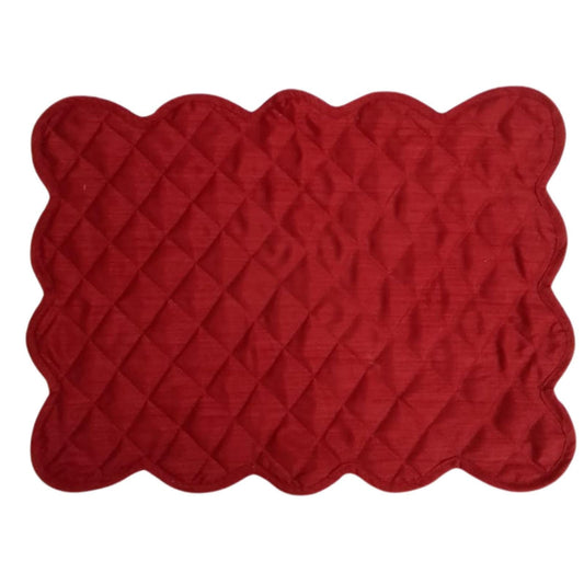 Dupioni Silk Burgundy reversible Quilted Table runner, Trivet, placemat  & Table toppers design by HOME HEART Brands