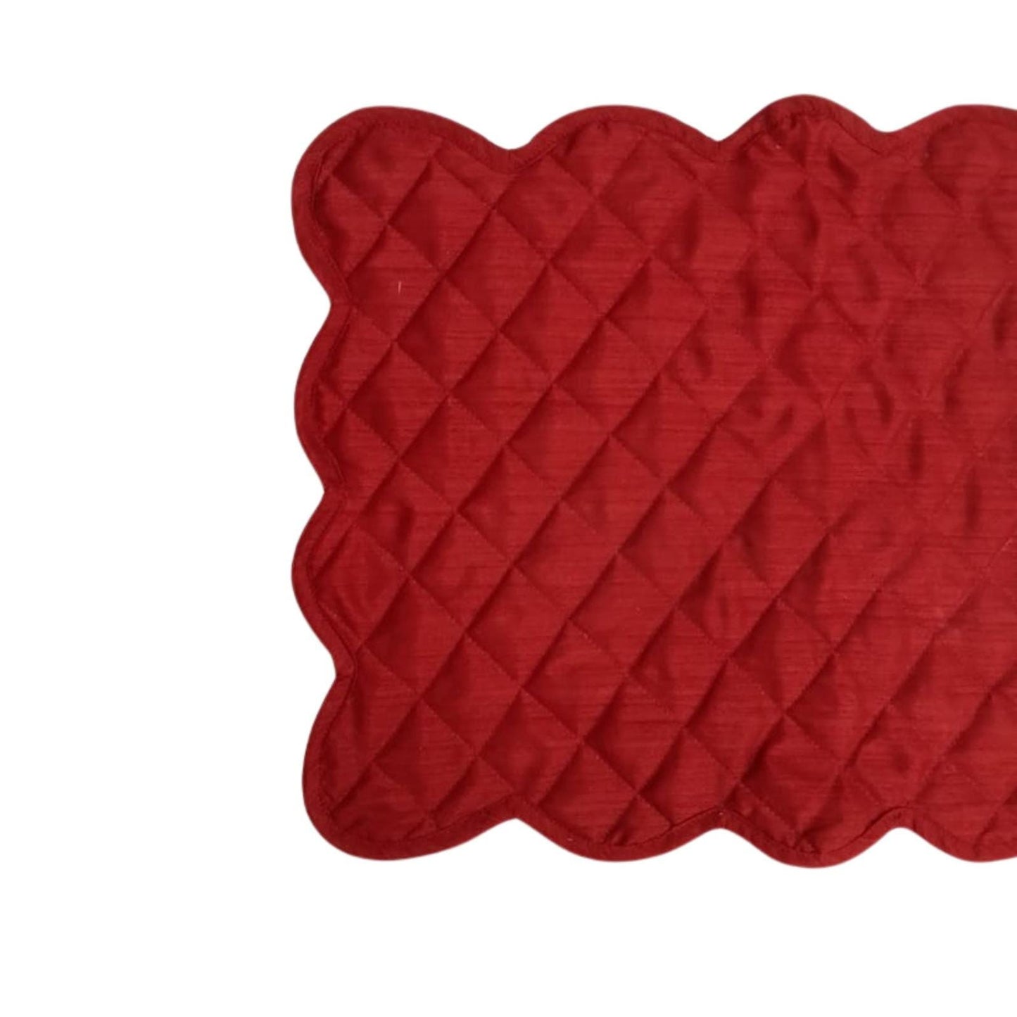 Dupioni Silk Burgundy reversible Quilted Table runner, Trivet, placemat  & Table toppers design by HOME HEART Brands