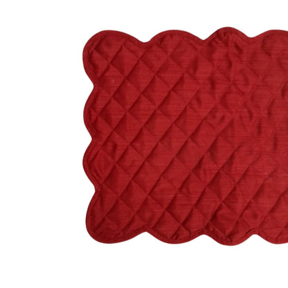 Dupioni Silk Burgundy reversible Quilted Table runner, Trivet, placemat  & Table toppers design by HOME HEART Brands