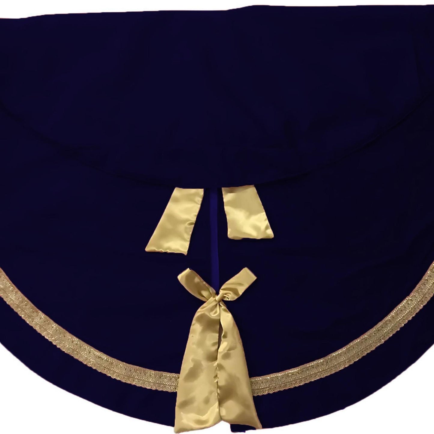 Christmas tree skirt hand crafted Luxurious navy blue velvet & satin bow double Layer Heirloom Quality by HOME HEART Brands(Made in India)